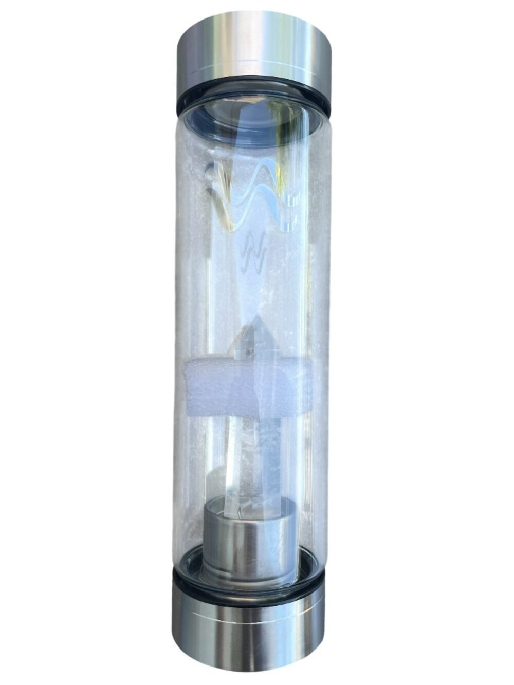 Aquarius Quartz Crystal Water Bottle 550ML Clear Glass Astrology NWB